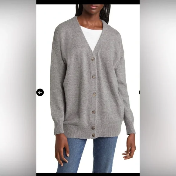 Madewell V-Neck Merino Wool blend  Relaxed Cardigan Heather Pewter, size M - Picture 8 of 11